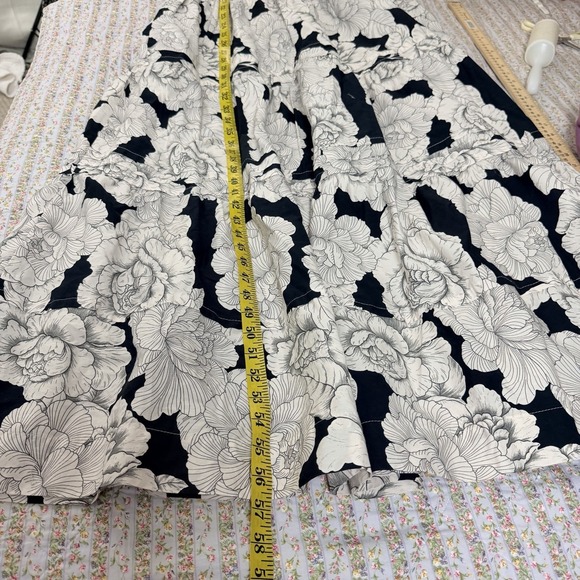 Anthropologie Somerset Floral Midi Dress Black Ivory Short Sleeve Tiered 2X - Picture 8 of 10